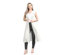 janisramone® Sleeveless Cardigans for Women UK, Stylish and Versatile Plain Open Collared Long Maxi Boyfriend Cardigan Perfect for Layering Over Summer Dresses Cream