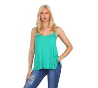 janisramone® Strappy Camisole Tops for Women, Flared Swing Scoop Neck Womens Tank Tops, Plain Sleeveless Stretchy Summer Vests, Ideal Casual and Party Wear Jade Green