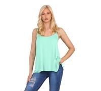 janisramone® Strappy Camisole Tops for Women, Flared Swing Scoop Neck Womens Tank Tops, Plain Sleeveless Stretchy Summer Vests, Ideal Casual and Party Wear Mint