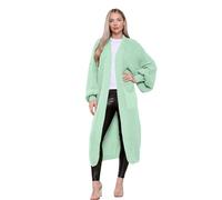 janisramone® Women s Cardigans, Open Front Chunky Knitted Cardigan, Balloon Sleeve Maxi Cardigan, Long Jumpers for Women UK, Oversized Fall Sweater with Pockets, Warm Winter Coatigan Mint