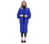 janisramone® Women s Cardigans, Open Front Chunky Knitted Cardigan, Balloon Sleeve Maxi Cardigan, Long Jumpers for Women UK, Oversized Fall Sweater with Pockets, Warm Winter Coatigan Royal Blue