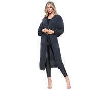janisramone® Women s Cardigans, Open Front Chunky Knitted Cardigan, Balloon Sleeve Maxi Cardigan, Long Jumpers for Women UK, Oversized Fall Sweater with Pockets, Warm Winter Coatigan Charcoal