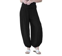 janisramone® Women's Alibaba Harem Trousers - Stylish Italian Harem Alibaba Trousers for Women Loose Fit Baggy Summer Trousers for Women UK | Elegant Harem Trousers for Women UK Black