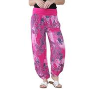 janisramone® Women's Alibaba Harem Trousers - Stylish Italian Paisley Print Baggy Harem Alibaba Trousers for Women Loose Fit Summer Trousers for Women UK | Elegant Harem Trousers for Women UK