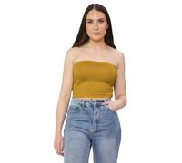 janisramone® Women's Bandeau Crop Top, Stretchy Strapless Boob Tube Style Womens Summer Tops - Crop Tops for Women, Ideal Going Out Tops for Women UK Camel