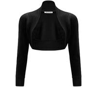 janisramone® Women's Cardigans, Elegant Bolero Jackets for Women - Chic Long Sleeve Cardigans for Women UK, Stylish Open Front Crop Top Shrugs and Boleros for Evening Black