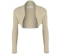 janisramone® Women's Cardigans, Elegant Bolero Jackets for Women - Chic Long Sleeve Cardigans for Women UK, Stylish Open Front Crop Top Shrugs and Boleros for Evening Cream