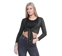 janisramone® Women's Cardigans, Plain Long Sleeve Bolero Cardigans for Women - Front Tie Cropped Cardigan, Perfect Shrug for Layering Over Summer Dresses