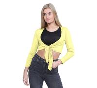 janisramone® Women's Cardigans, Plain Long Sleeve Bolero Yellow