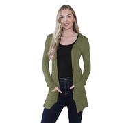 janisramone® Women's Cardigans Stylish and Versatile Open Front Boyfriend Cardigans for Women UK, Perfect Long Sleeve Ladies Cardigan with Drop Pockets for Layering Over Summer Dresses Khaki
