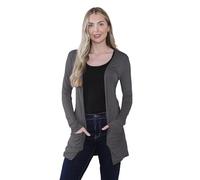 janisramone® Women's Cardigans Stylish and Versatile Open Front Boyfriend Cardigans for Women UK, Perfect Long Sleeve Ladies Cardigan with Drop Pockets for Layering Over Summer Dresses Charcoal