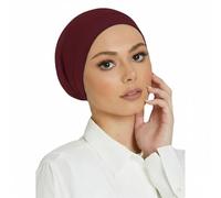 janisramone® Womens Cotton Tube Hijab Undercap Lightweight and Comfortable, No Slip Flexible Inner Bonnet, Soft Breathable Hair Wrap in Multiple Colors Wine