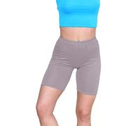 janisramone® Womens Cycling Shorts, Plain Elasticated Waist Over Knee Skinny Fit Ladies Gym Shorts, Soft Stretchy Yoga Sports Running Women Activewear Mocha