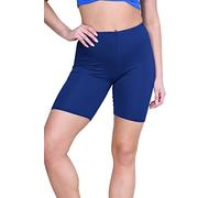 janisramone® Womens Cycling Shorts, Plain Elasticated Waist Over Knee Skinny Fit Ladies Gym Shorts, Soft Stretchy Yoga Sports Running Women Activewear Navy