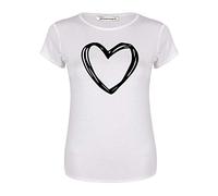 janisramone Womens Ladies Love Heart Leopard Lips Short Sleeve Fitted Stretch T-Shirt Basic Summer Top