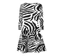 janisramone Womens Ladies New Animal Zebra Print Long Sleeve Flared Skater Swing Dress Stretchy Mini Top