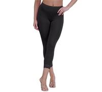 janisramone Womens Ladies New Lace Trim Plain 3/4 Length Leggings Gym Stretch Capri Cropped Jogging Pants Black