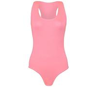 janisramone Womens Ladies New Muscle Racer Back Sleeveless Bodysuit Stretch Leotard Vest T Shirt Top