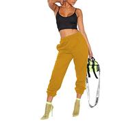 janisramone Womens Ladies New Plain Cuffed Bottoms Jogging Joggers Active Gym Tracksuit Trousers Pants Camel