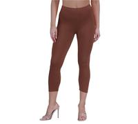 janisramone Womens Ladies New Plain Stretchy 3/4 Leggings Workout Tight Gym Cropped Capri Active Pants Brown