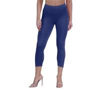 janisramone Womens Ladies New Plain Stretchy 3/4 Leggings Workout Tight Gym Cropped Capri Active Pants Navy