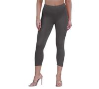 janisramone Womens Ladies New Plain Stretchy 3/4 Leggings Workout Tight Gym Cropped Capri Active Pants Charcoal