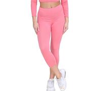 janisramone Womens Ladies New Plain Stretchy 3/4 Leggings Workout Tight Gym Cropped Capri Active Pants Coral