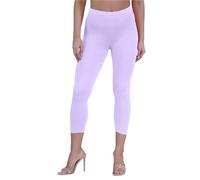 janisramone Womens Ladies New Plain Stretchy 3/4 Leggings Workout Tight Gym Cropped Capri Active Pants Lilac