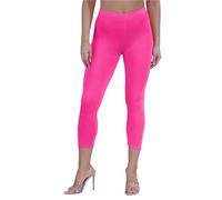 janisramone Womens Ladies New Plain Stretchy 3/4 Leggings Workout Tight Gym Cropped Capri Active Pants Cerise