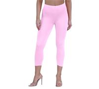 janisramone Womens Ladies New Plain Stretchy 3/4 Leggings Workout Tight Gym Cropped Capri Active Pants Baby Pink