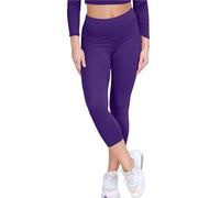janisramone Womens Ladies New Plain Stretchy 3/4 Leggings Workout Tight Gym Cropped Capri Active Pants Purple