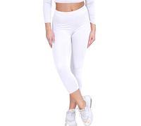 janisramone Womens Ladies New Plain Stretchy 3/4 Leggings Workout Tight Gym Cropped Capri Active Pants White
