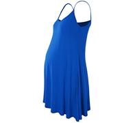 janisramone Womens Ladies New Sleeveless Plain Floaty Flare Strappy Maternity Camisole Swing Dress Long Top Royal Blue