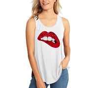 janisramone Womens Ladies New Slogan Print Sleeveless Baggy Curved Hem T-Shirt Casual Jersey Summer Tank Vest Top
