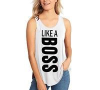 janisramone Womens Ladies New Slogan Print Sleeveless Baggy Curved Hem T-Shirt Casual Jersey Summer Tank Vest Top