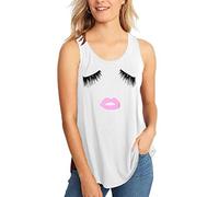 janisramone Womens Ladies New Slogan Print Sleeveless Baggy Curved Hem T-Shirt Casual Jersey Summer Tank Vest Top