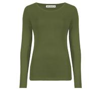 janisramone Womens Ladies Round Neck Long Sleeve T-Shirt Stretchy Plain Fitted Basic Jersey Casual Tee Top