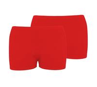 janisramone® Womens Mini Shorts, Pack of 2 Plain Slim Fit Hotpants, Elasticated Waist Yoga Pants for Women, Summer Stretchy Micro Shorts, Ideal for Club, Dance & Ladies Gym Wear Red