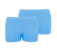 janisramone® Womens Mini Shorts, Pack of 2 Plain Slim Fit Hotpants, Elasticated Waist Yoga Pants for Women, Summer Stretchy Micro Shorts, Ideal for Club, Dance & Ladies Gym Wear Turquoise