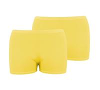 janisramone® Womens Mini Shorts, Pack of 2 Plain Slim Fit Hotpants, Elasticated Waist Yoga Pants for Women, Summer Stretchy Micro Shorts, Ideal for Club, Dance & Ladies Gym Wear Yellow