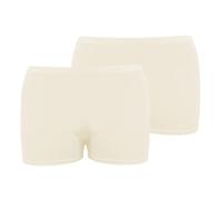 janisramone® Womens Mini Shorts, Pack of 2 Plain Slim Fit Hotpants, Elasticated Waist Yoga Pants for Women, Summer Stretchy Micro Shorts, Ideal for Club, Dance & Ladies Gym Wear Cream