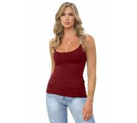 janisramone® Womens Plain Cami Strappy Bodycon Tank Tops, Sleeveless Scoop Neck Vest Tops for Women UK, Slim Fit Stretchy Gym Wear, Casual Summer Ladies Vests Wine