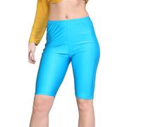 janisramone® Womens Shiny Nylon Lycra Cycling Shorts, Plain Elasticated Waist Stretchy Yoga Fitness Gym Shorts, Slim Fit Hot Pants, Versatile Women Activewear Turquoise