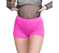janisramone® Women's Stretchy Mini Shorts - Chic Hot Pants Shorts Women for Club, Dance & Gym, Perfect Summer Fashion, Fitted Style Shorts for Women UK Neon Pink