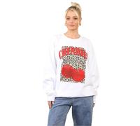 janisramone® Women's Sweatshirts Cherry Leopard Print, Oversized Baggy Jumpers, Printed Long Sleeve Tops Women, Pull-Over Ladies Sweatshirts Without Hood, Winter Ladies Christmas Jumpers