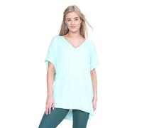 janisramone® Womens T Shirts, Batwing Turn Up Sleeve Oversized T-Shirts for Women, V Neck Batwing Top, Plain Baggy Summer Tops, Casual Ladies Tshirts, Sizes 6-26 Mint