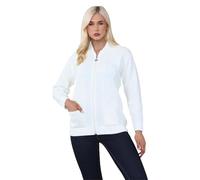 janisramone® Zip-up Cardigans for Women UK, Full Sleeves Solid Color Ladies Cardigan, Knitted Womens Zip up Cardigan, Ladies Cardigans with Pockets for Winters Cream