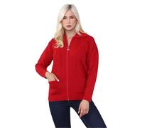 janisramone® Zip-up Cardigans for Women UK, Full Sleeves Solid Color Ladies Cardigan, Knitted Womens Zip up Cardigan, Ladies Cardigans with Pockets for Winters Red