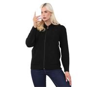 janisramone® Zip-up Cardigans for Women UK, Full Sleeves Solid Color Ladies Cardigan, Knitted Womens Zip up Cardigan, Ladies Cardigans with Pockets for Winters Black