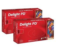 Janit-X All your Janitorial needs Lightly Powdered Clear DELIGHT | Food Contact Approved Gloves | 2 x 100's | Beaded Cuff | Free of Thiurams | (Large)